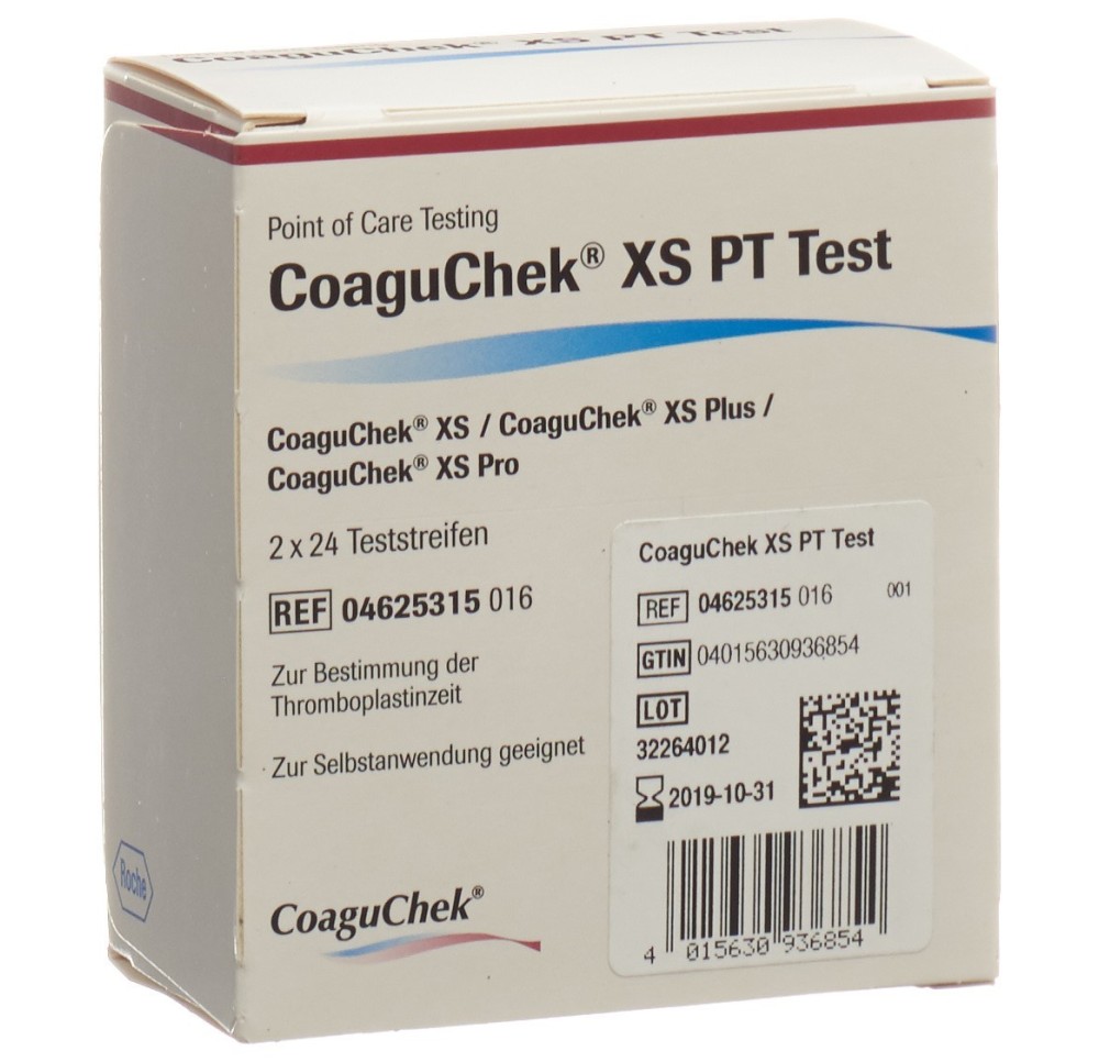 COAGUCHEK XS PT bandelettes 2 x 24 pce