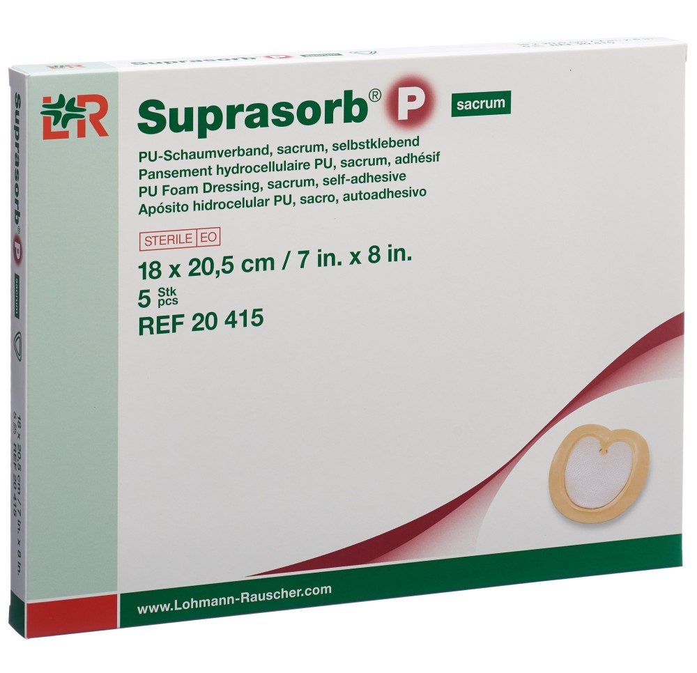 SUPRASORB P pans mousse 18x20.5cm sacrum adh 5 pce SUPRASORB P pans mousse 18x20.5cm sacrum adh 5 pce