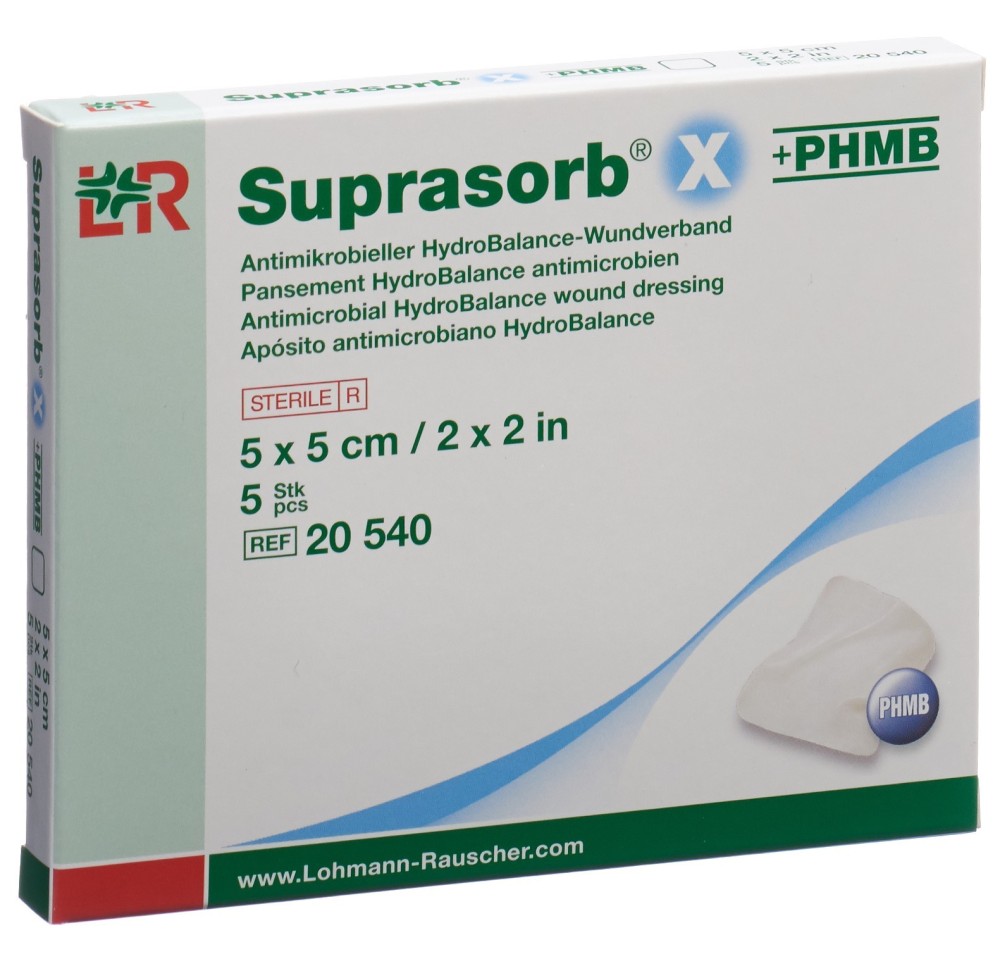 SUPRASORB X+PHMB pansement HydroBal 5x5cm 5 pce